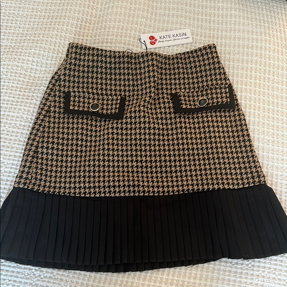 Black and Brown Houndstooth Skirt